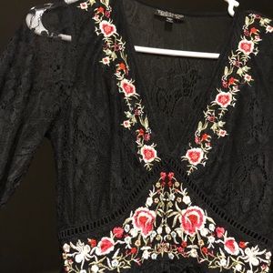 Topshop Black Lace Floral Dress